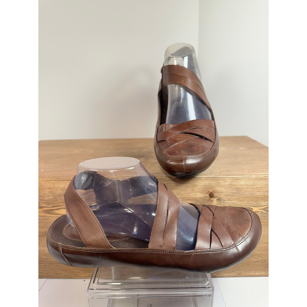 Eurosoft by Sofft Leather Fisherman Sandals SZ 9.5 Brown Comfort Boho Minimalist